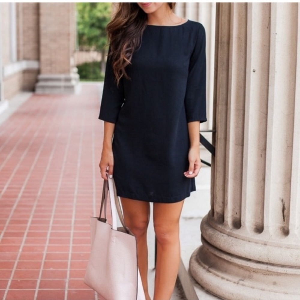Tildon Little Black Dress LBD Shift Dress Keyhole Back Women's Size Large